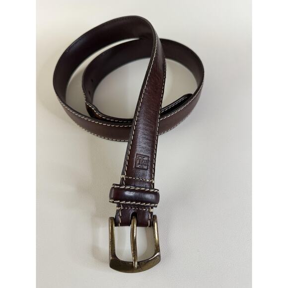 RLL Ralph Lauren Belt Mens M/L Brown Leather Brass Buckle Distressed Western - Picture 1 of 8